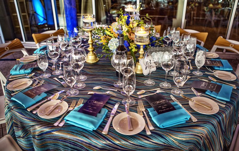 Blue And Gold Wedding Reception Glunz Resort Wedding Restaurant